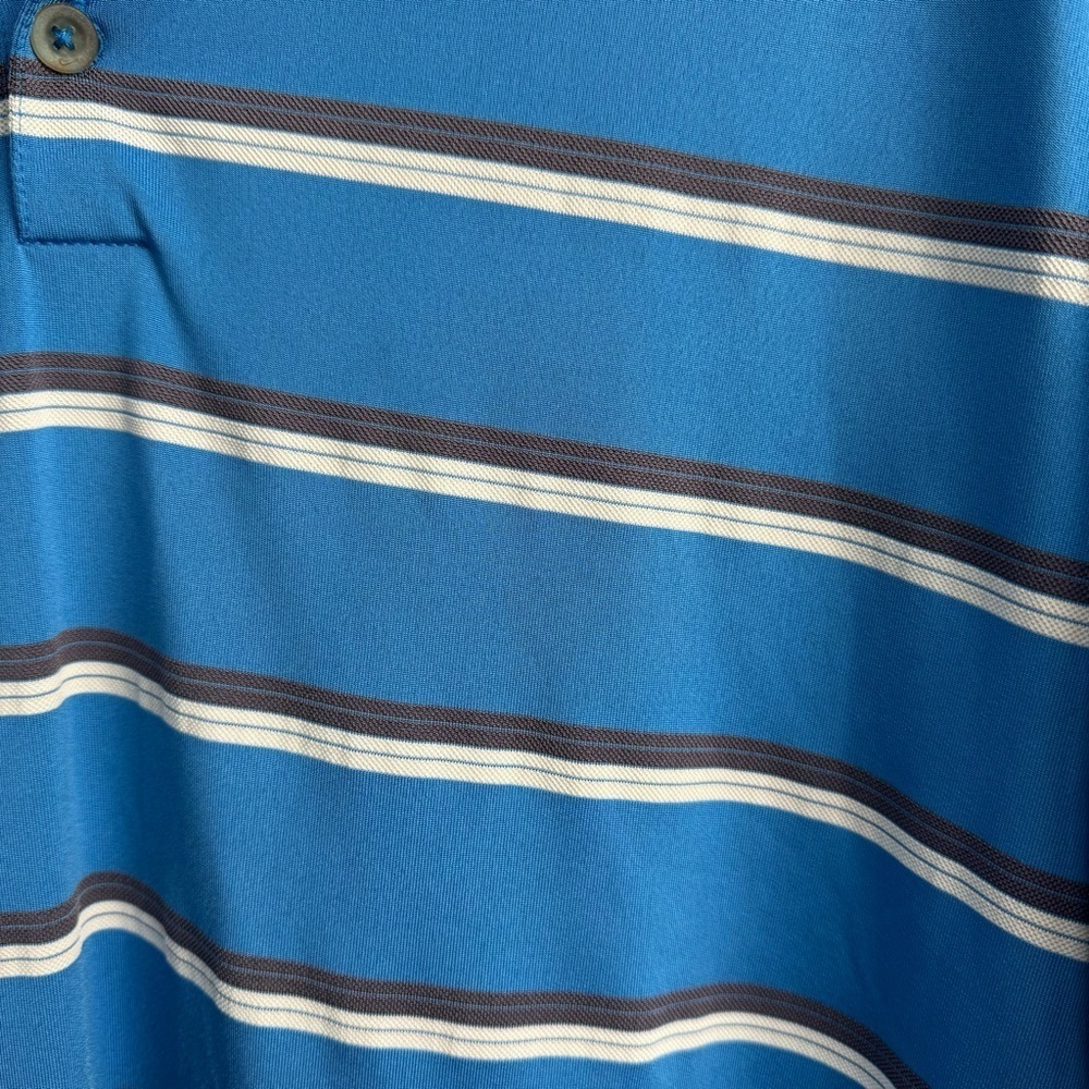 Nike Golf Tour Performance Polo Shirt Blue Stripe Short Sleeve Dri Fit XXL - Picture 2 of 5